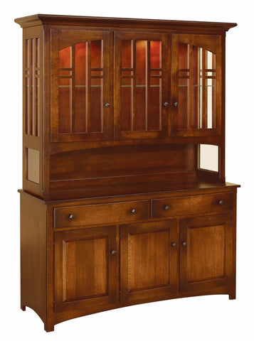 Cascade- Amish Solid Wood 3 Door Dining Hutch