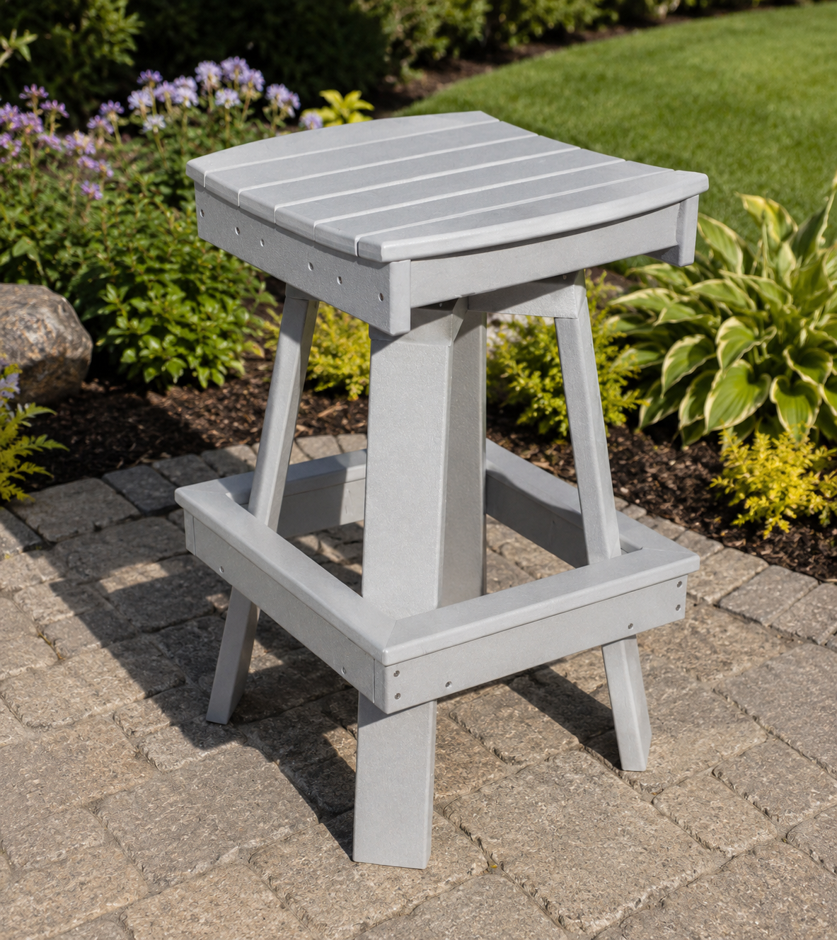Classic - Poly Outdoor 30" Swivel Saddle Bar Chair