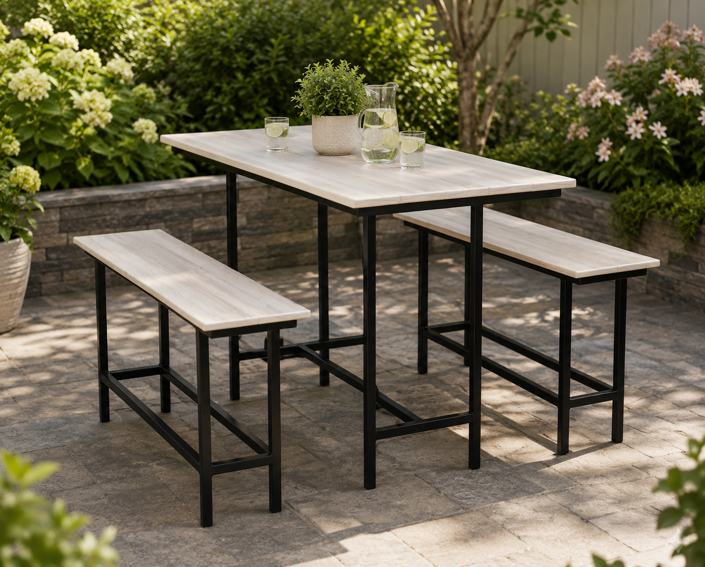 Mirror Lake - Poly Wood & Powder Coated Steel Outdoor Bench