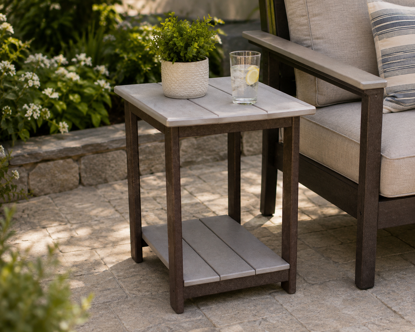 Lehman - Poly Outdoor Two Tier Rectangle End Table