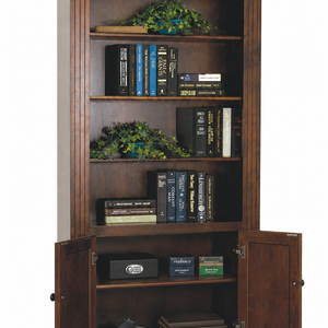 Handcrafted Bookcase with Hidden Gun Rack with adjustable shelf in bottom cabinet
