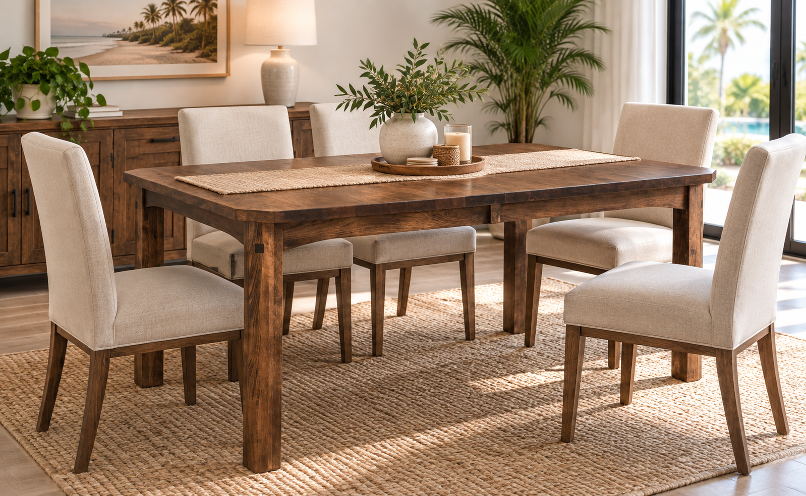 Saguaro Leg - Handcrafted Solid Top or Extension Dining Table