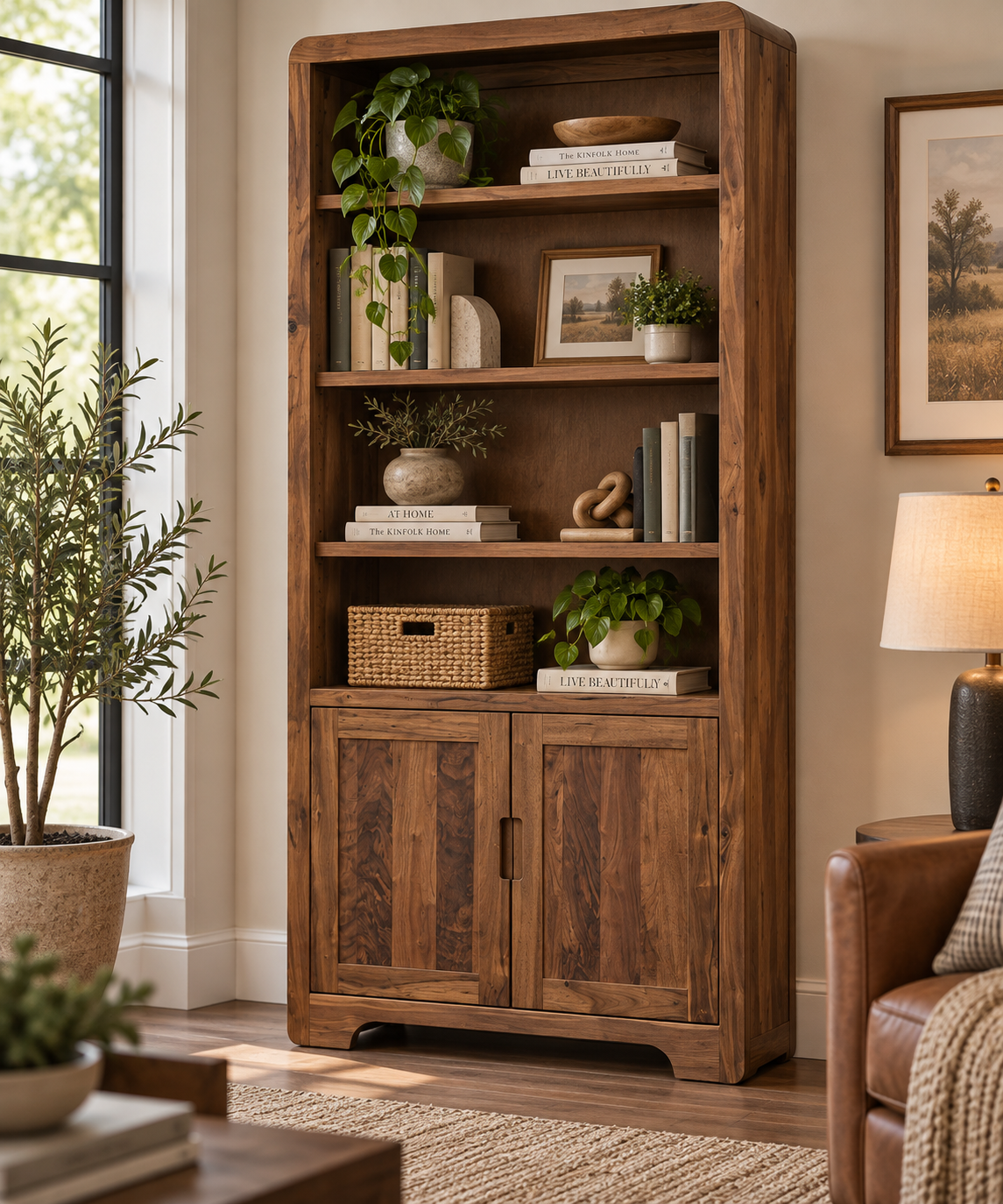 Europa - Amish Handcrafted 36" Bookcase with Doors