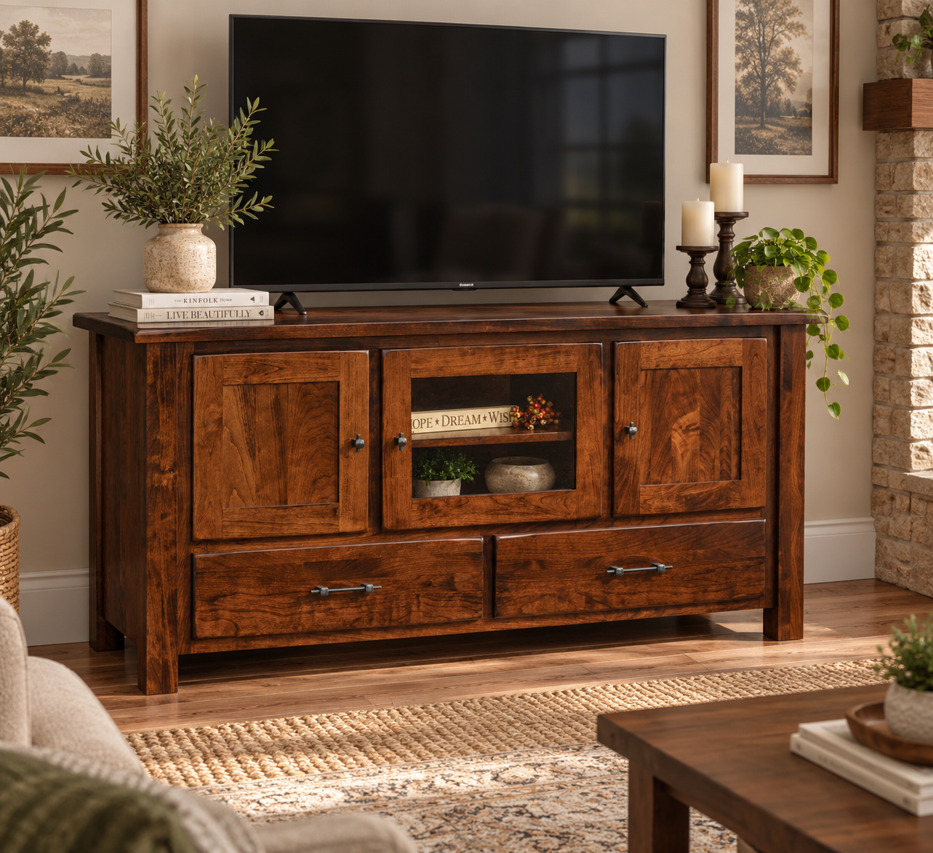 Barn Floor - Handcrafted Amish 60" TV Console