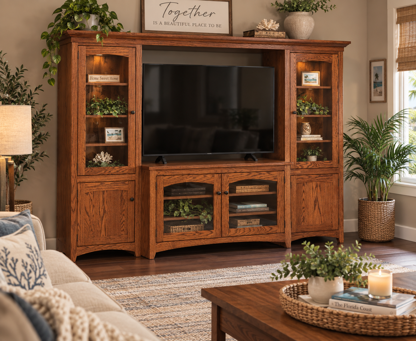 Modern Mission - Amish Modern Shaker 4 Piece Entertainment Center