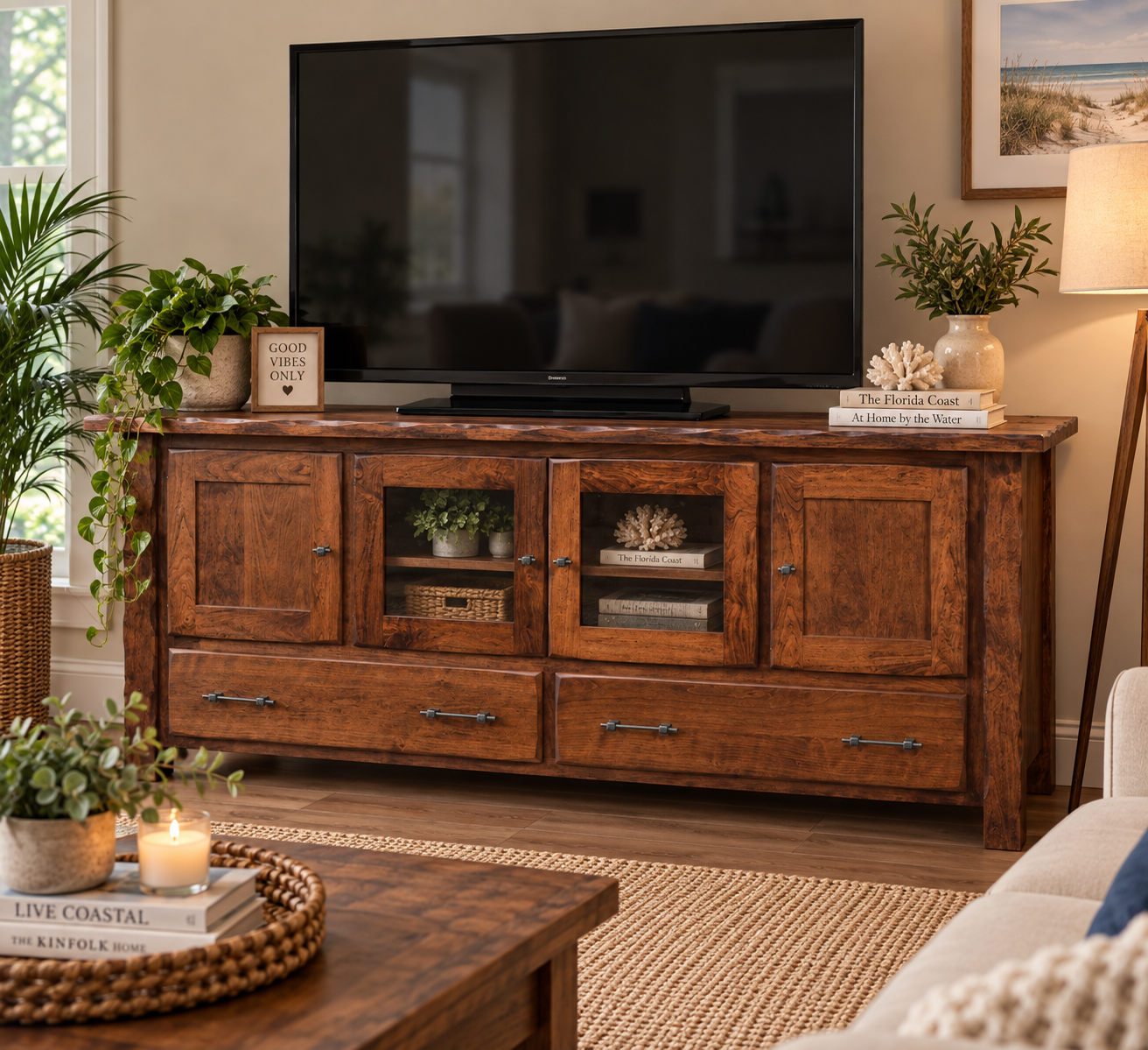 Hand Hewn - Amish Handcrafted 70" TV Console Stand