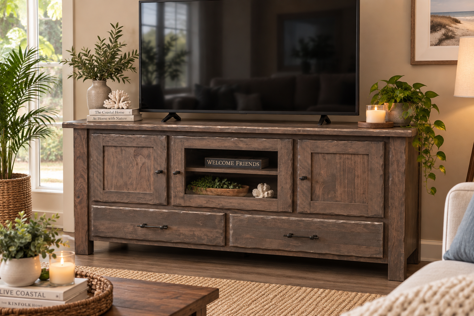 Hand Hewn - Amish Handcrafted 60" TV Console