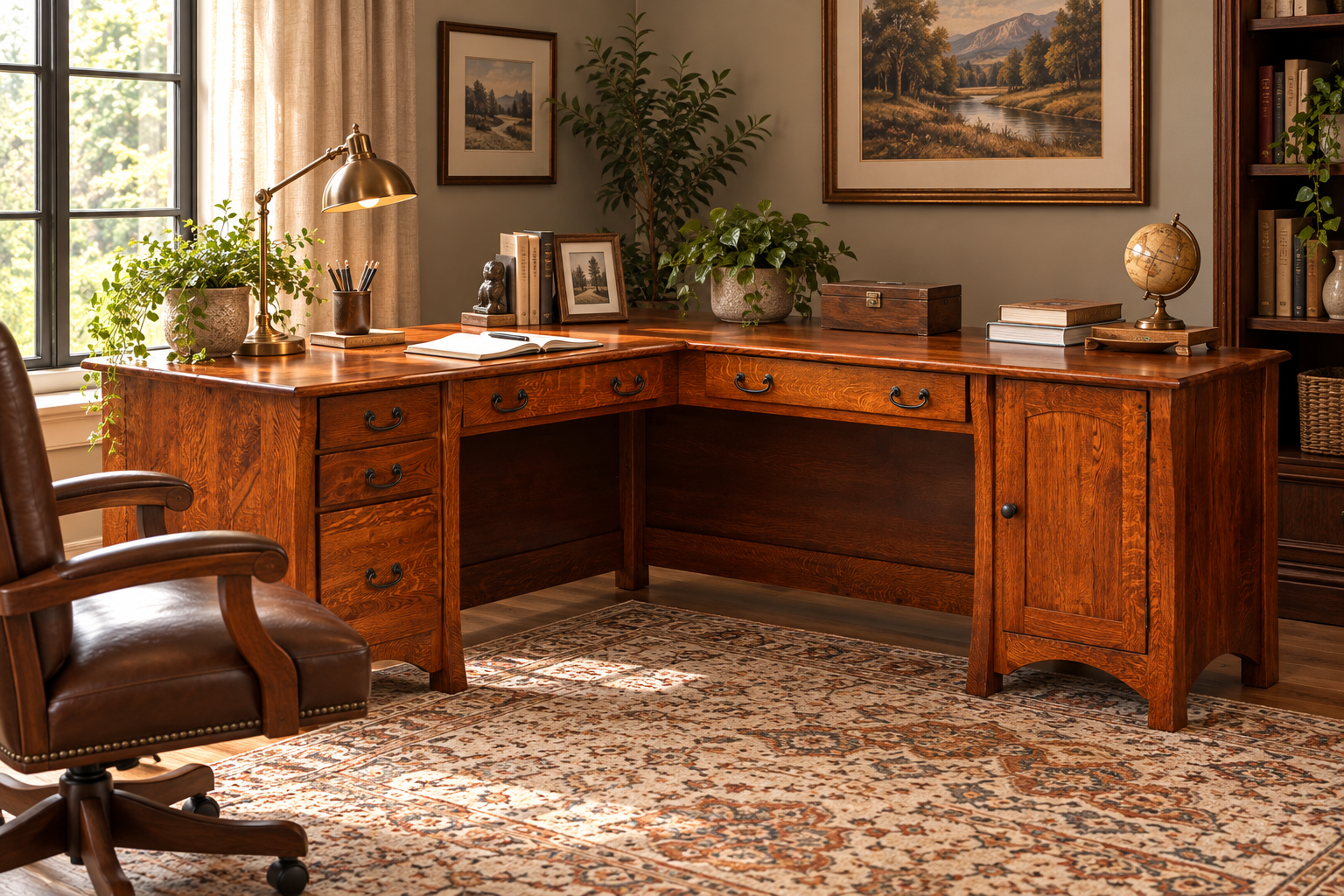 Master - Amish L-Desk With Optional Hutch Topper