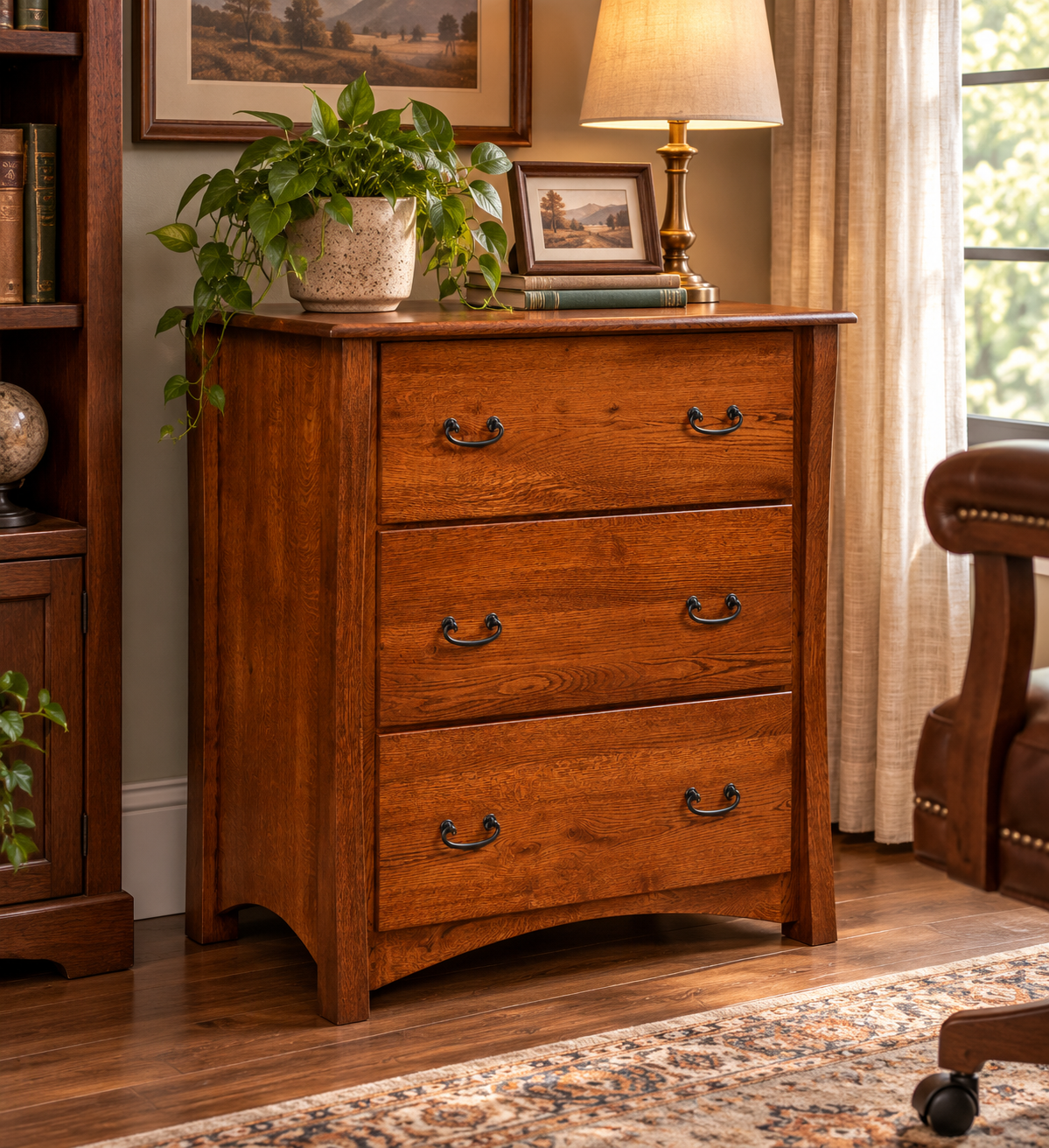 Master - Amish Handcrafted Lateral Three Drawer File Cabinet
