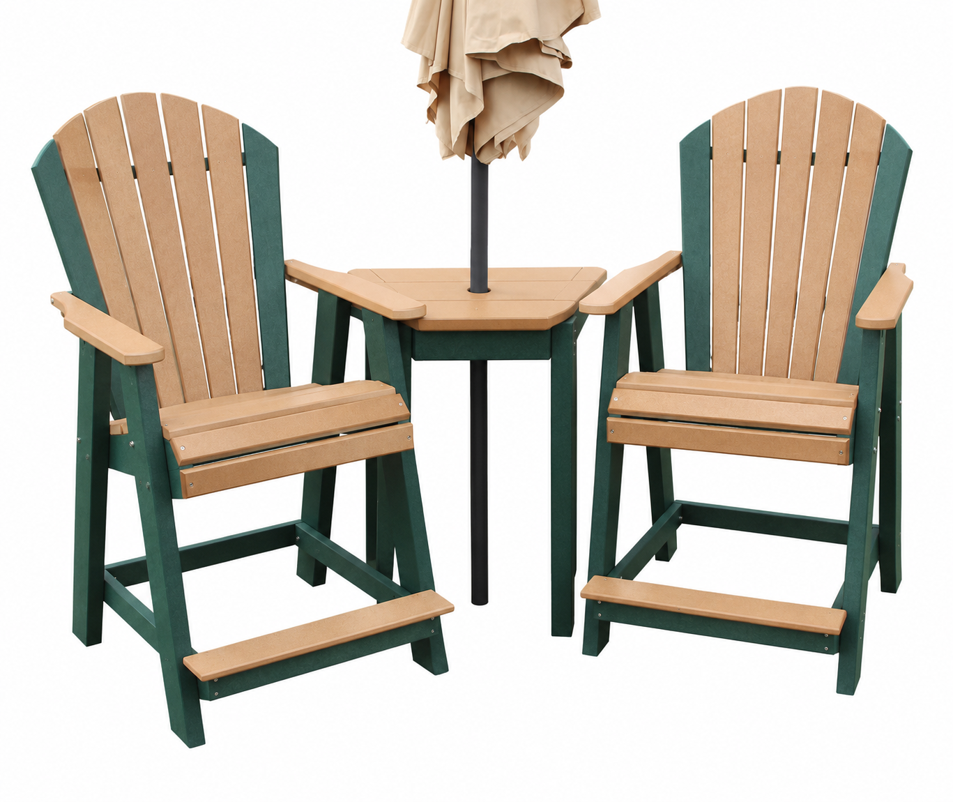 Classic - Poly Outdoor 20" Counter Tete-A-Tete Chair Set With Removeable Center Table