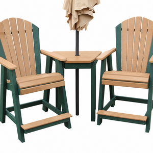 Classic - Poly Outdoor 20" Counter Tete-A-Tete Chair Set With Removeable Center Table