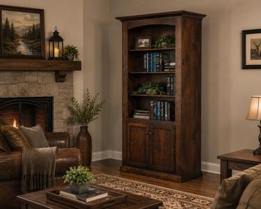 Covert Bookcase with Hidden Gun Rack - Living Room Scene
