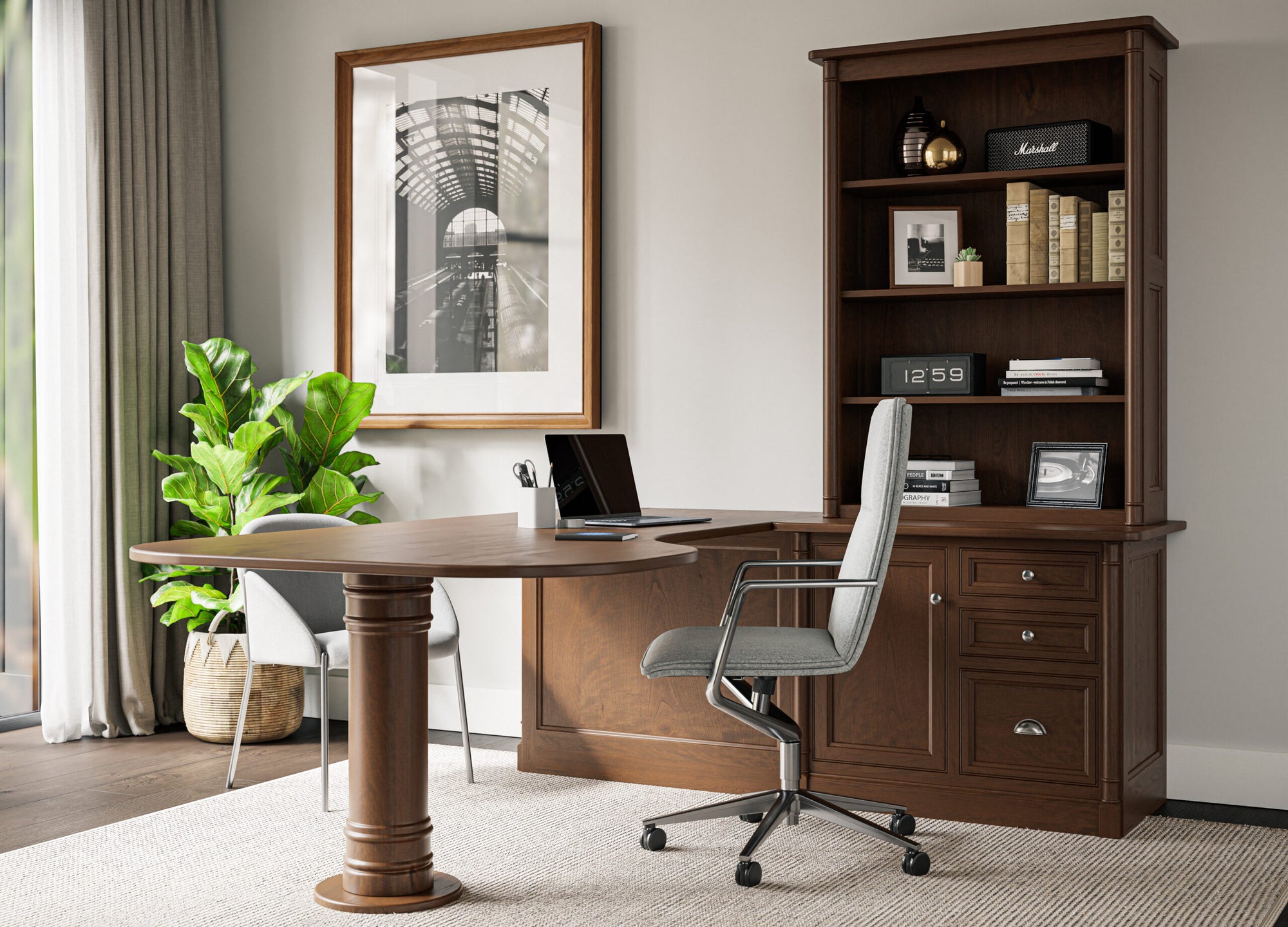 Covington- Amish Solid Wood Credenza With Bookcase Topper