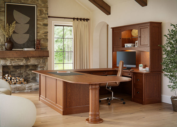 Covington - Amish Hardwood U-Shape Desk w/ Optional Hutch Topper