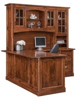 Covington - Amish Hardwood L-Shape Desk w/ Optional Hutch Topper