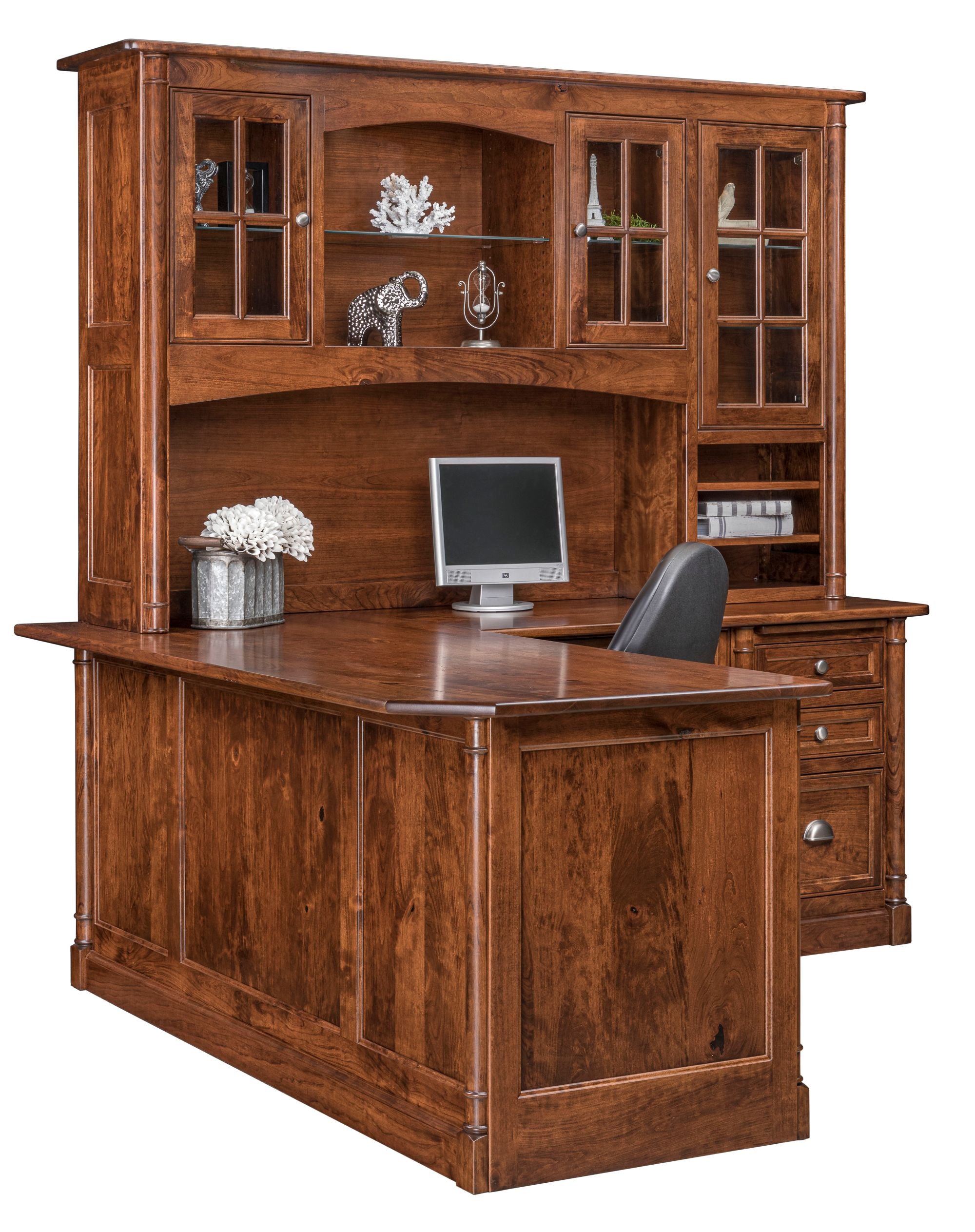 Covington - Amish Hardwood L-Shape Desk w/ Optional Hutch Topper