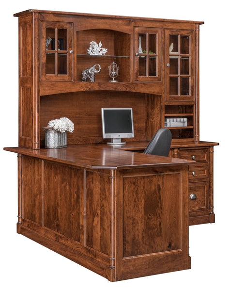 Covington - Amish Hardwood L-Shape Desk w/ Optional Hutch Topper