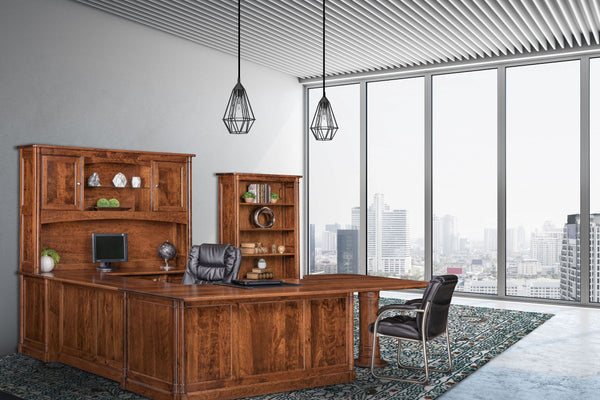 Covington - Amish Hardwood U-Shape Desk w/ Optional Hutch Topper