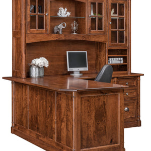 Covington - Amish Hardwood L-Shape Desk w/ Optional Hutch Topper