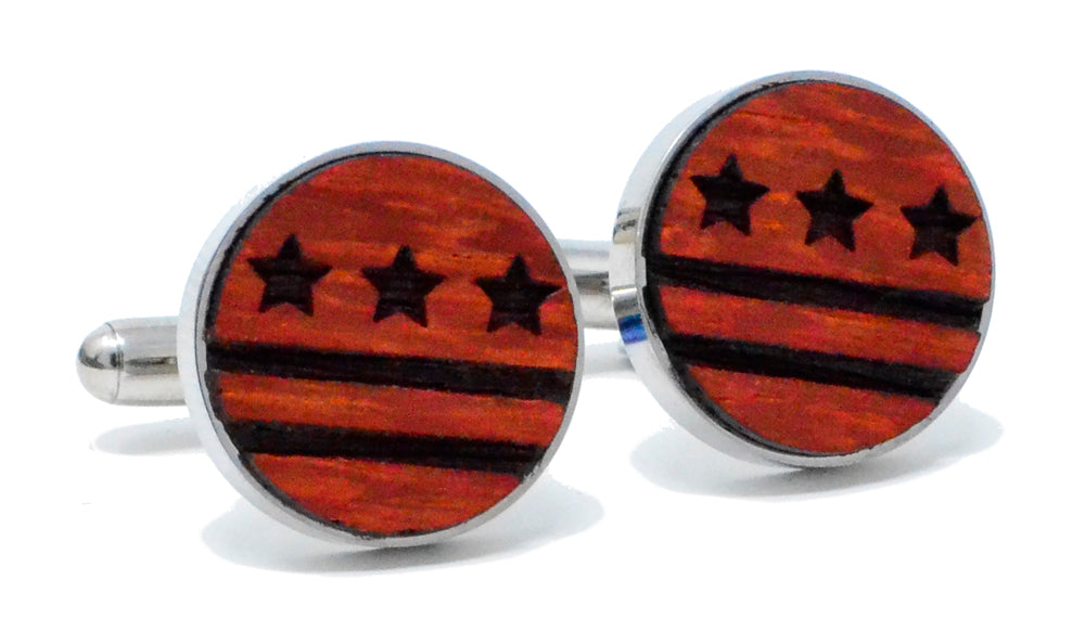 Stars and Stripes Cufflinks - Padauk Wood