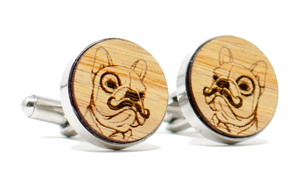 Frenchie Cufflinks - Canary Wood