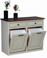 Vintage Pine - Amish Handcrafted Double Tilt-Out Trash Bin Cabinet