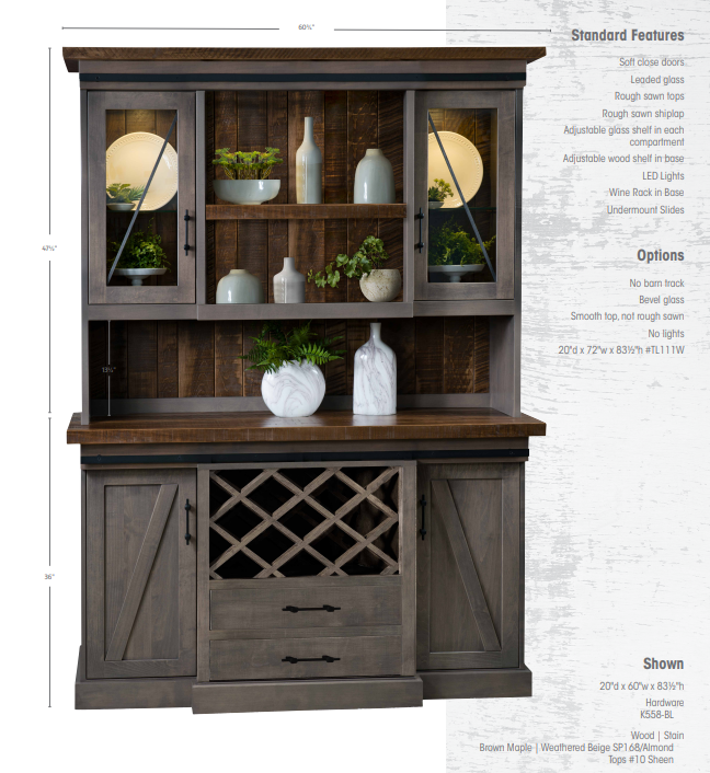 China cabinet with wine rack sale
