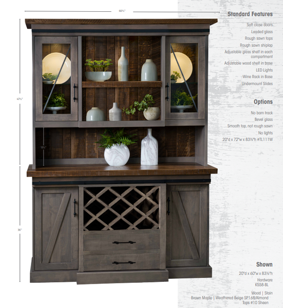 The Drayton - Amish Hardwood Wine Hutch