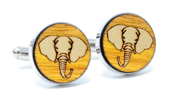 Golden Elephant Cufflinks - Canary Wood