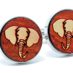 Golden Elephant Cufflinks - Padauk Wood