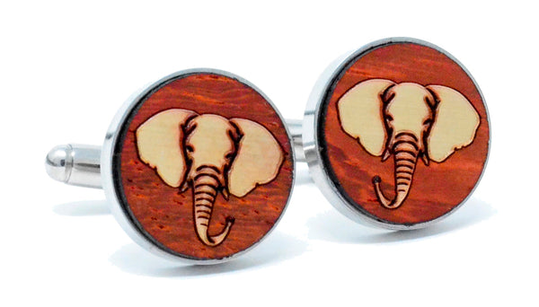 Golden Elephant Cufflinks - Padauk Wood