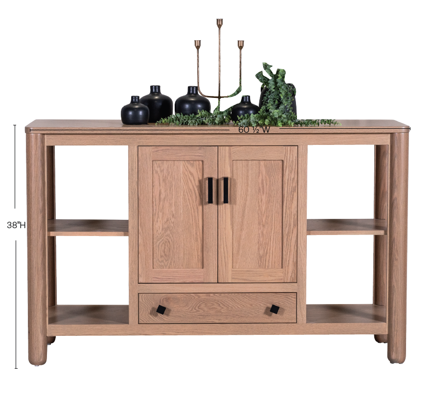 Ellianna- Amish Handcrafted Open Sideboard Cabinet / Quick Ship