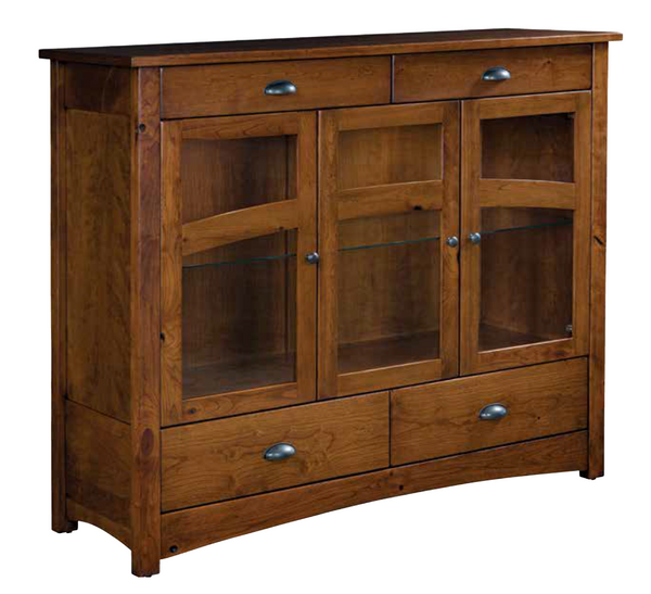 Ellis- Amish Solid Wood Display Buffet Cabinet