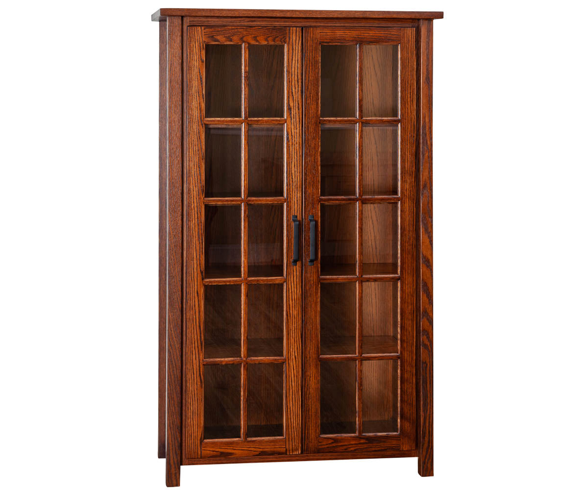 Eshton- Amish Hardwood 5 Ft Bookcase With 10 Lite Glass Doors
