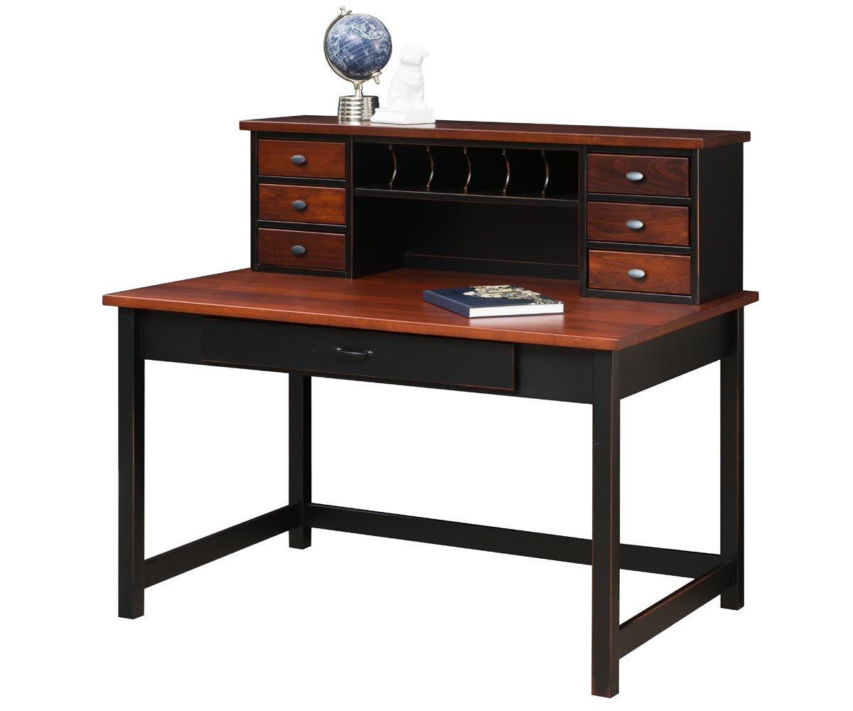 Eshton- Amish Hardwood Desk Table With Optional Small Hutch