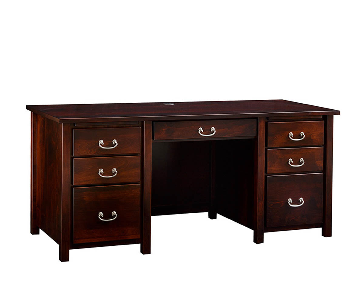 Eshton- Amish Hardwood Double Pedestal Desk With Optional Hutch