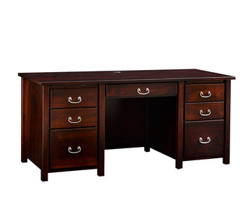 Eshton- Amish Hardwood Double Pedestal Desk With Optional Hutch