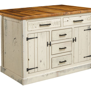 Bradmor- Reclaimed Barnwood Kitchen Island With Extension Top