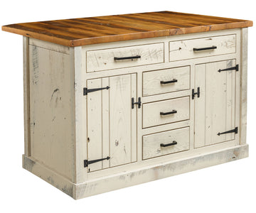 Bradmor- Reclaimed Barnwood Kitchen Island With Extension Top