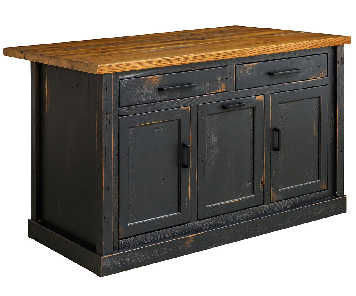 Bradmor- Reclaimed Barnwood Kitchen Island With Optional Extension Top