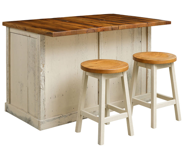 Bradmor- Reclaimed Barnwood Kitchen Island With Optional Extension Top