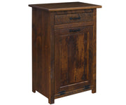 Barnwood- Reclaimed Barnwood Trash Bin With Drawer Cabinet