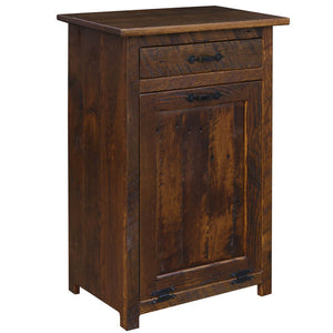 Barnwood- Reclaimed Barnwood Trash Bin With Drawer Cabinet