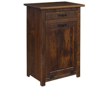 Barnwood- Reclaimed Barnwood Trash Bin With Drawer Cabinet