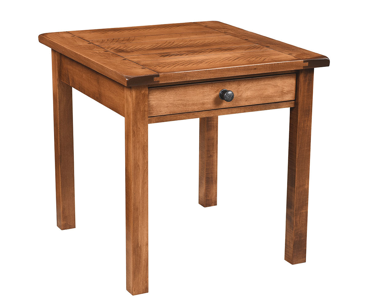 Farmers Town- Amish Hardwood End Table With Drawer