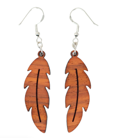 FeatherEarrings-PadaukWood