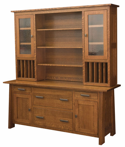 Freemont Mission- Amish Hardwood Credenza With Optional Glass Door Hutch
