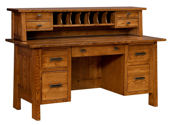 Freemont Mission- Amish Hardwood File Desk With Optional Hutch