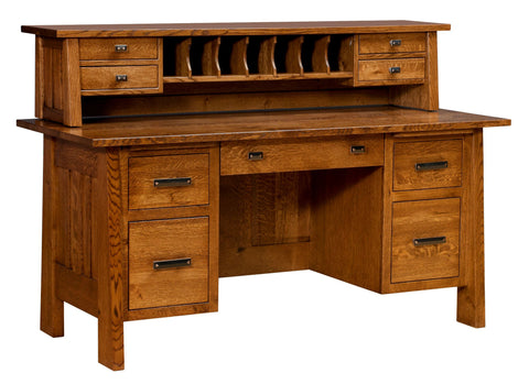 Freemont Mission- Amish Hardwood File Desk With Optional Hutch