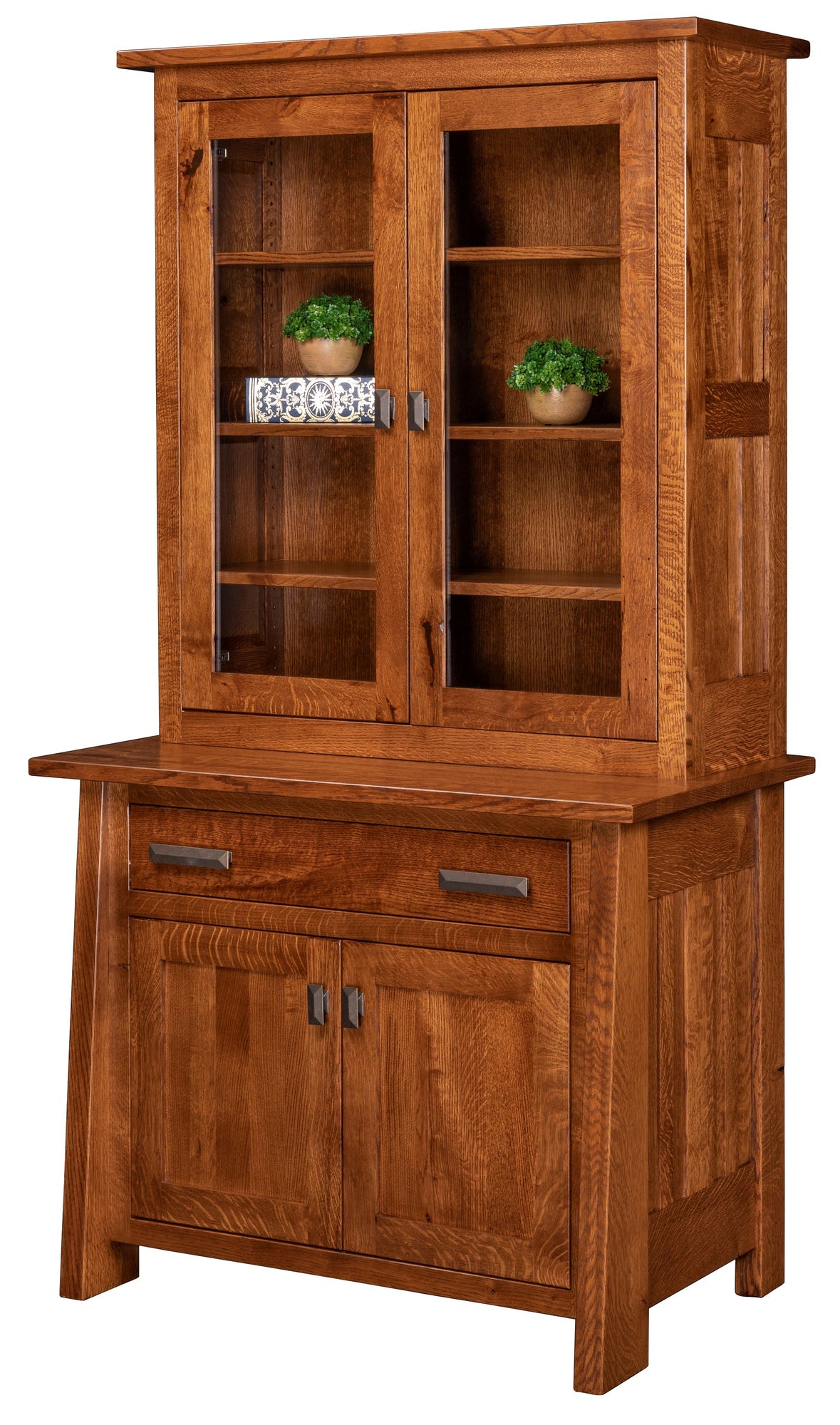 Freemont Mission- Amish Hardwood Credenza With Optional Bookcase Toppe ...
